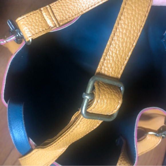 ❤️Large shoulder/crossbody bag mustardy yellow/ teal - Picture 5 of 6